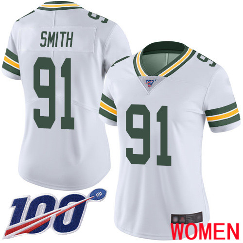 Green Bay Packers Limited White Women #91 Smith Preston Road Jersey Nike NFL 100th Season Vapor Untouchable